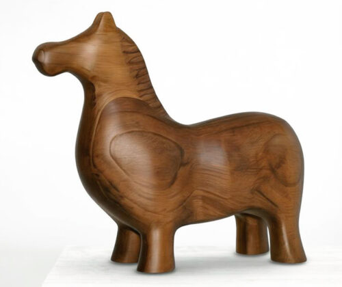 Escultura de madera caballo campo