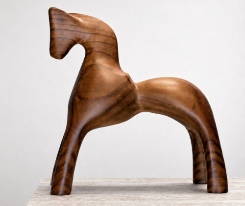 Escultura de madera caballo troyano