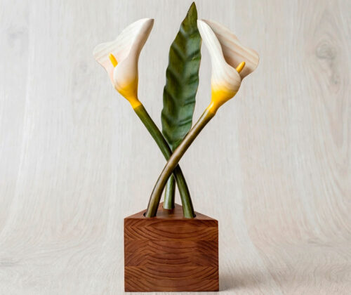 Escultura de madera cala cubo