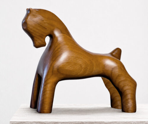 Escultura de madera caballo manso