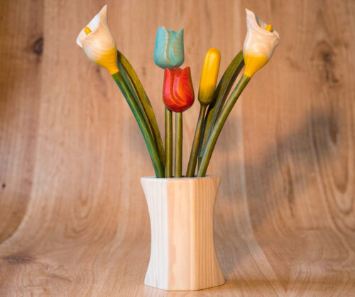 Macetero pilar dos tulipanes dos calas