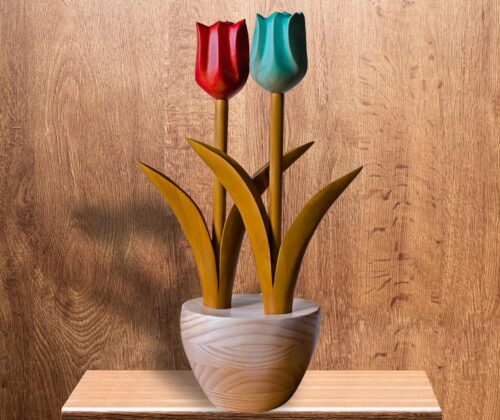 Esculturas macetero dos tulipanes