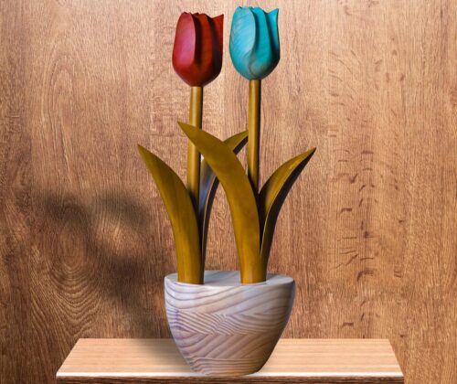 Esculturas macetero dos tulipanes - Imagen 2