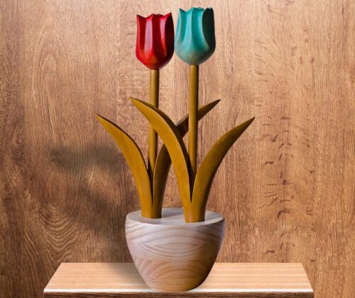 Esculturas macetero dos tulipanes - Imagen 3