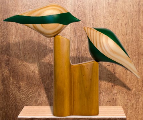 Esculturas de madera aves en base - Imagen 3