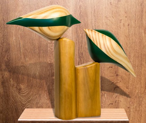 Esculturas de madera aves en base - Imagen 2