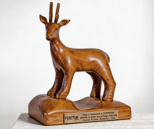 Esculturas en madera premio Fedetur Huemul