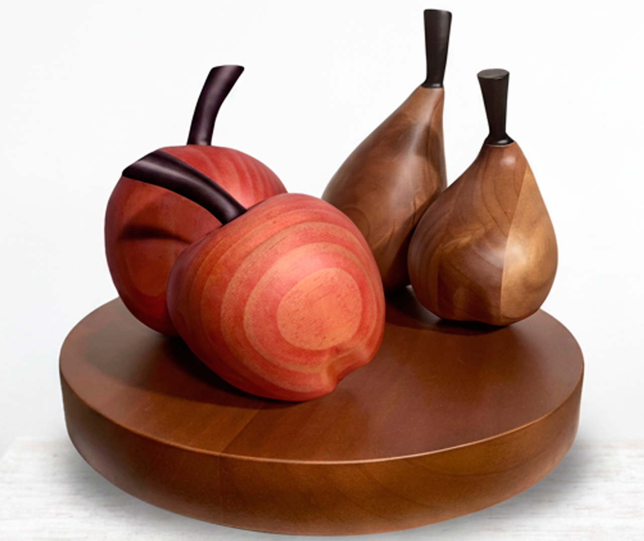 Escultura de madera frutas en base - Imagen 2