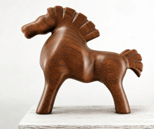Escultura de madera caballo real